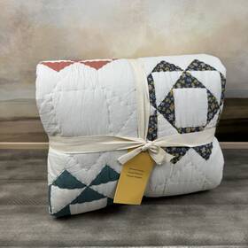 2563762 West Elm Misha And Puff Patchwork Triangle Quilt Only Twin Multi Flaws Read Nwt