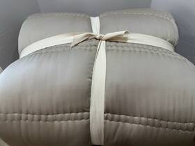 West Elm 3345115 Silky Tencel Variegated Channel Stich Comforter King Taupe