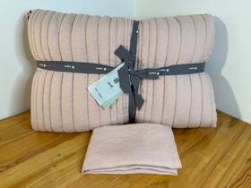 5458827 West Elm New- F/queen European Flax Linen Linework Quilt And 1 K Sham