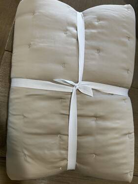 7753672 West Elm Tencel Crescent Full Queen Quilt Sand