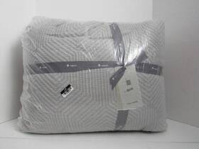 9554280 West Elm Modern Geo Quilt Full Queen Pearl Gray Color New