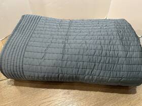 9795463 West Elm Silky Tencel Queen Quilt Stormy Blue