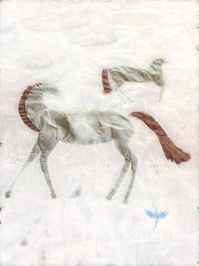 9728294 West Elm Kids Queen Quilt Pink Unicorn Cotton 92x88 Embroidered Read