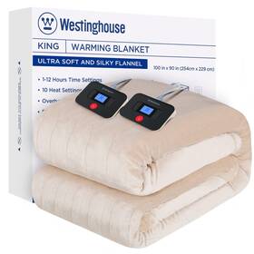 Westinghouse 810045673608 Electric Blanket King Size Super Cozy Soft Flannel 100 Inch X 90