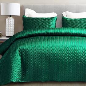 Stqs-1k-ml Whale Flotilla 3-piece Silk Satin Quilt Set Queen Size Reversible Lightweight C