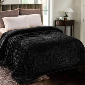 Wf-rz9090-hs Whale Flotilla Flannel Fleece Queen Size Blanket For 90 Inch X90 Black