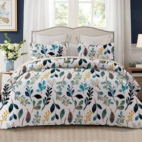Wfqs-6hc-qnv Whale Flotilla Reversible Floral Quilt Set Full Queen Lightweight Bedspread With 2 Pillow