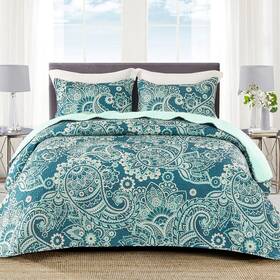 Wfqs-6pl-qtq Whale Flotilla Reversible Paisley Quilts Full Queen Size Lightweight Boho Printed Bedspreads Co