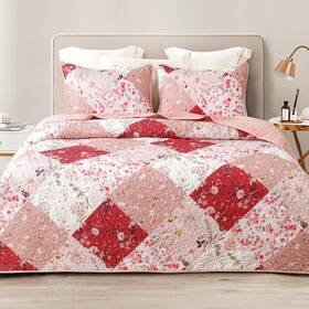 Wfqs-6pw-qrd Whale Flotilla Reversible Patchwork Quilts Full Queen Size Lightweight Boho Printed Bedspre