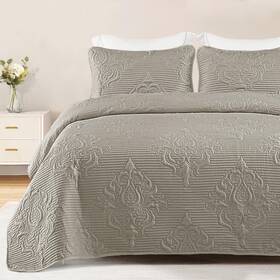 Wfqs-fg1-qlg Whale Flotilla 3 Pieces Full Queen Quilt Set Light Grey Lightweight Bedding With