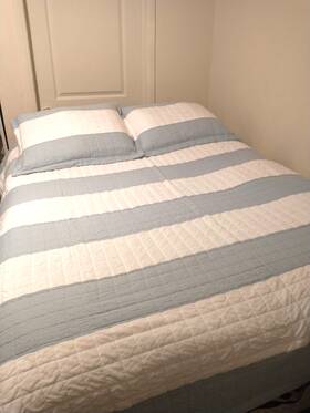 White 848742047736 Lush Decor 3 Piece Quilt Set Reversible Full / Queen Cotton Blue Stripe