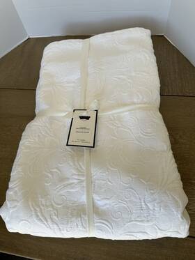 7800057 Williams-sonoma Home Heritage Matelasse Quilt Full Queen White