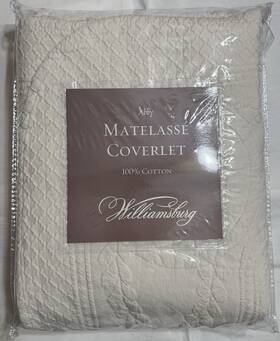 Williamsburg 048975015452 Abby Matelass Full Coverlet 100% Cotton Ivory Bedspread Quilt