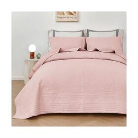 Mk7936 Winlife Quilt Set King Size Blush Pink - Oversized Bedspread Soft Cotton Li