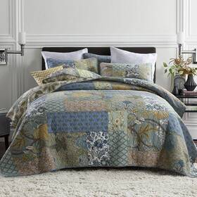 Wistown 750250336007 Cotton Bedspread Bedding Coverlet Quilt Sets Reversible Vintage Branch Flora