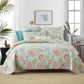 Wistown 791137564663 Cotton Bedspread Bedding Coverlet Quilt Sets Reversible Vintage Branch Flora