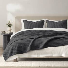 Wonderful 014113203913 100% Cotton Jersey Channel Stitch Reversible Queen Quilt Set Prewashed Coverl