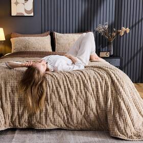 Wonderful 014113204132 Velvet Quilt King Size Set Luxurious Fluffy Faux Fur Lightweight Comforter