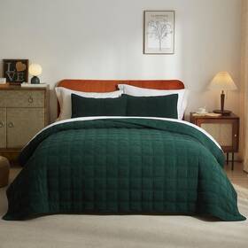 Wondnuga 753947687826 Velvet Full/queen Size Quilt Set 3 Pieces Lightweight Soft Bedspread Coverlet