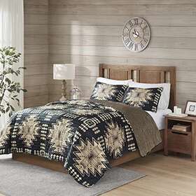 Woolrich 086569643698 Sierra Oversized Quilt Set - Stylish Aztec Southwestern Printed Coverlet And