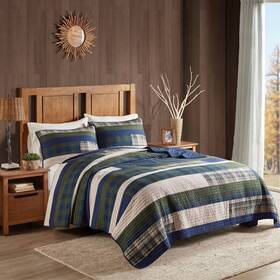 81508861 Woolrich Full/queen Spruce Hill 3pc Oversized Cotton Quilt Mini Set Green -