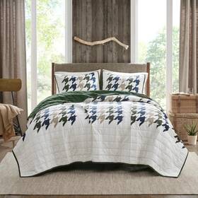 Wr13-3474 Woolrich Hudson 3-piece King/california King Quilt Coverlet Set In Green