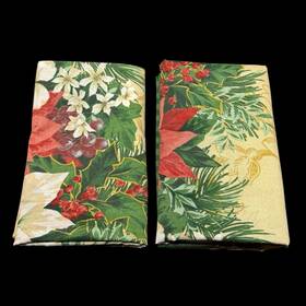 65326 World Wide Enterprise Inc Vintage King Pillowcase Sham Christmas Poinsettia Holly Floral Holiday Read