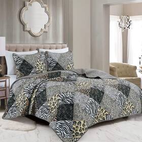 Wpm 445042280271 3 Piece Animal Print Bedspread Leopard Zebra Cheetah Printed Quilt Set Jungle Ru