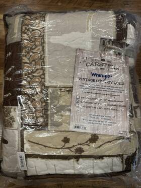 Wrangler 035731136612 Vintage Cowboy Quilt Set - Western 3-piece Bedding