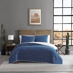 86272466 Wrangler 3pc King Hamilton Cotton Quilt Set Blue -
