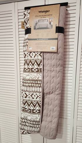 200830 Wrangler Rn#200830 3-piece Quilted Reversible Southwestern Quilt Set Full/queen Brown