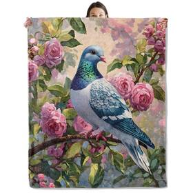 Lc030bl5052956bird41 Wyxdwh Elegant Bird And Roses Blanket Cozy Flannel Pretty 60 50 In Bird41