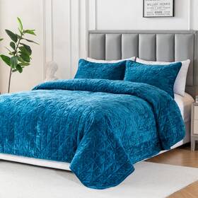 Xchaa 647581720196 Velvet Quilt King Size Blanket 108 Inch X92 With 2 Pillow Shams Set Luxu