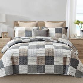 Y-plwomen 606267217979 Quilt Set King Size 100% Cotton Bedding Patchwork Plaid Quilted B