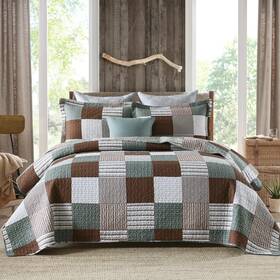 Y-plwomen 647349352119 Plaid Quilt King Size - 100% Cotton Farmhouse With 2 Pillow S