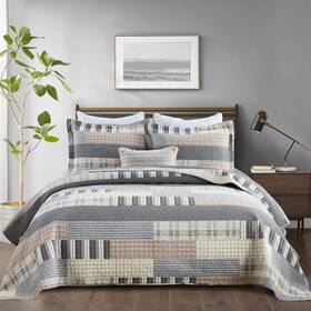 Y-plwomen 647349352560 Quilts Queen Size - 100% Cotton Brown Grey 90x98 Brown/gray