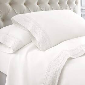 Cayocwc15dropqueen4 Yarns Of Cotton Crochet Lace Bed Sheet Set - Queen Size 4 Pcs 600 Threadcount 10