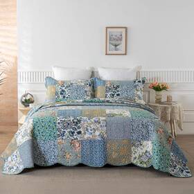 Yayiday 445033939935 Oversized King Bedspreads Patchwork Quilt Set 120x118 Inch - 100% Cott