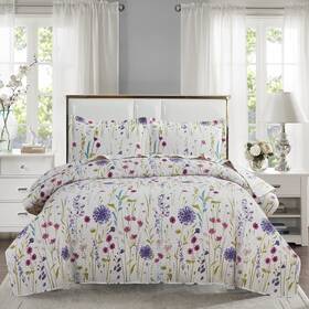 Ycosy 192408573153 Floral Quilt Sets King Size Country Bedspread Coverlet Lightweight Flora