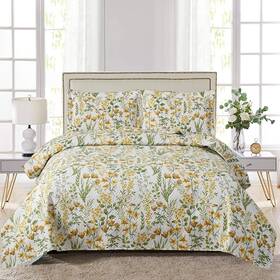 Ycosy 192408574266 Floral Quilt Sets King Size Reversible Countryside Bedspread Coverlets Lightw