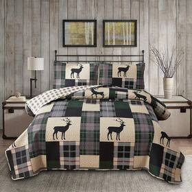 Ycosy 192408580441 Lodge Bedspread Set King Size Rustic Cabin Quilt Deer Bedding Sets Lightweig