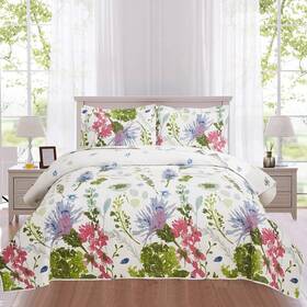 Ycosy 192408581493 Floral Quilt Set Full/queen Size Reversible Flower Bedspread Queen Summer Lig