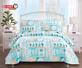 Ycosy 313049682657 3 Piece Beach Quilt Set King Size Coastal Bedding Blue Green Lightweig