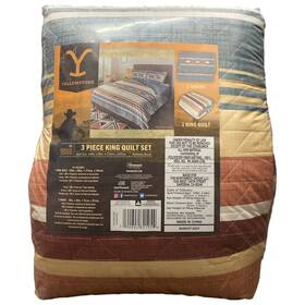 190604821054-p Yellowstone Ny 100% Polyester Microfiber Quilt And Sham Set 3 Piece King