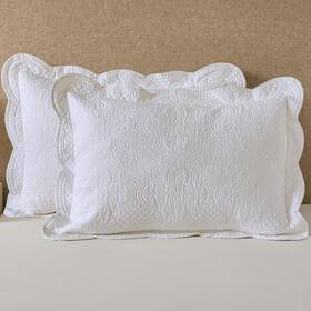 B71831107 Yinfung White Quilted Pillow Sham Standard Cotton Medallion Damask Set Of 2 Embroider