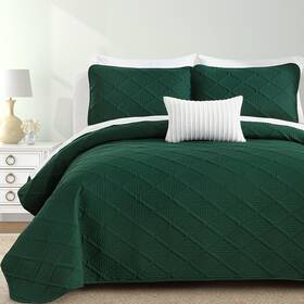 Xr10ac080748t2u-j Yiran Emerald Green Quilt Set Twin Size Lightweight Bedspread Ultrasonic Diam