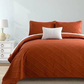 Xr10ac090548ai-j Yiran Burnt Orange Quilt Set King Size Bedding Lightweight Fall Bedspread