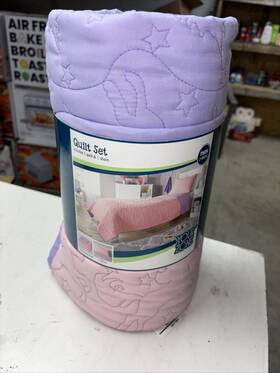 Your Zone 840125927734 Brand New Pink/ Purple 2-piece Reversible Quilt Set With Sham Unicorn