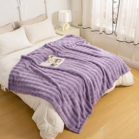 9090 Yusoki Faux Fur Twin Blanket With 3d Bubbles 60 Inch X80 Lilac Purple