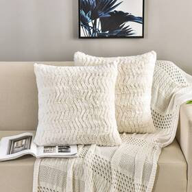 Sh-1818 Yusoki Luxury Faux Fur Throw Pillow Covers-18 X18 Set Of 2-boho Furry Fuzzy F